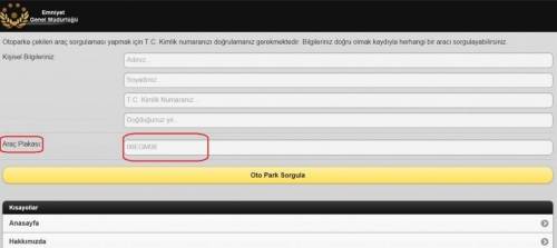 otoparka çekilen araç sorgulama e-sorgulama.com