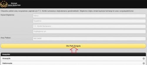 otoparka çekilen araç sorgulama e-sorgulama.com