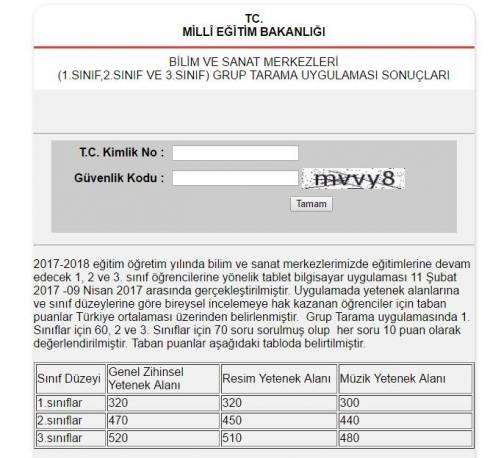 bilsem sınav sonuçları e-sorgulama.com