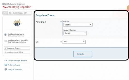 kırşehir belediyesi arsa rayiç değerleri sorgulama e-sorgulama.com
